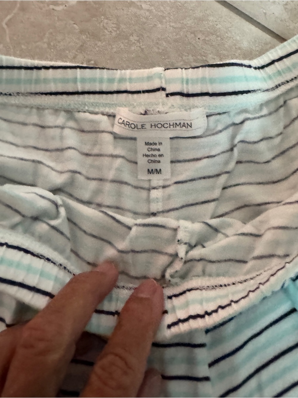Midnight by Carole Hochman White and Navy Striped Pajama Shorts